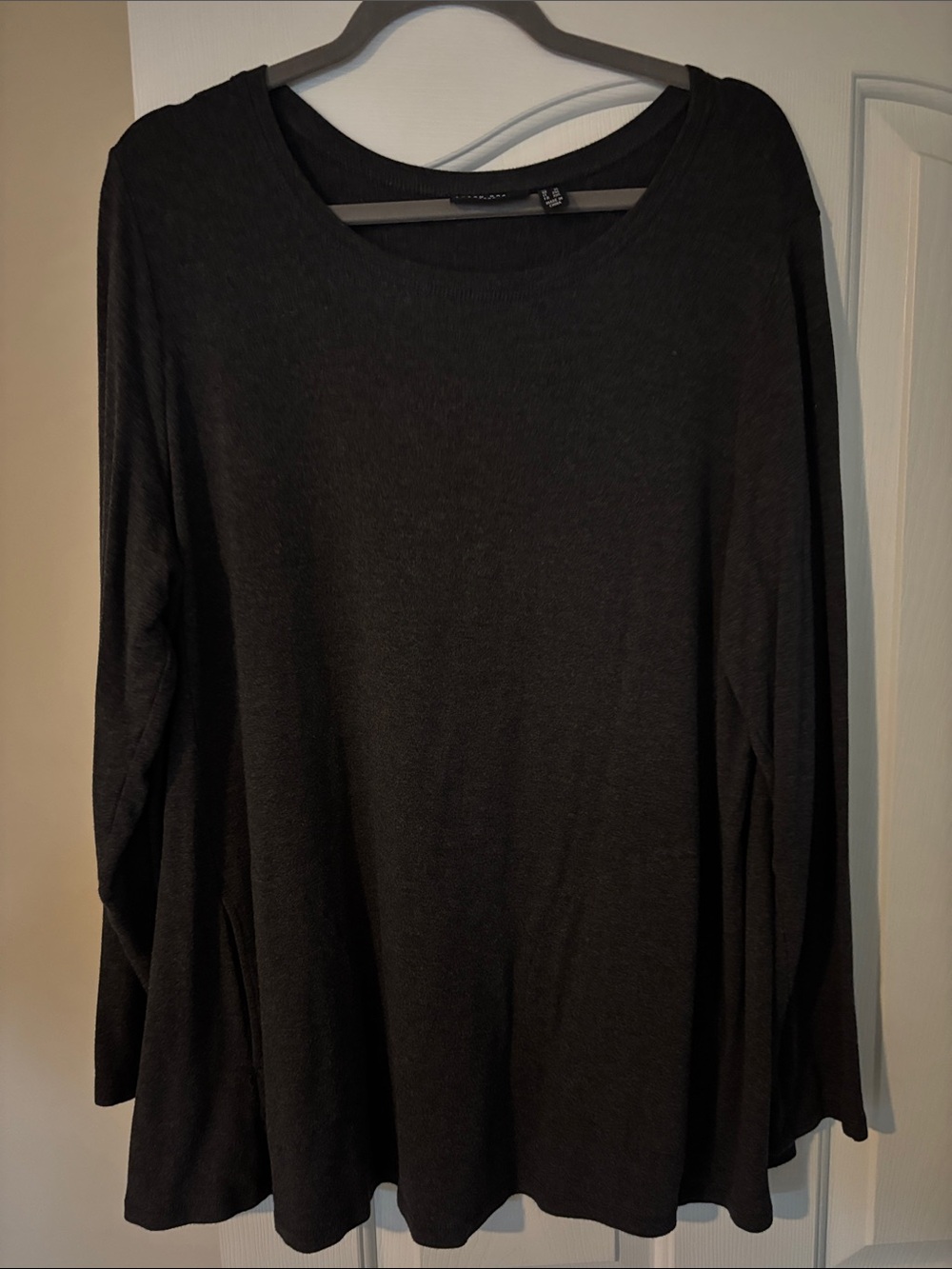 Susan Graver Black Long Sleeve Scoop Neck Tunic